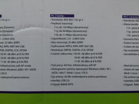 Karta sieciowa WiFi USB antena aktywna zewnętrzna wewnętrzna na kablu
