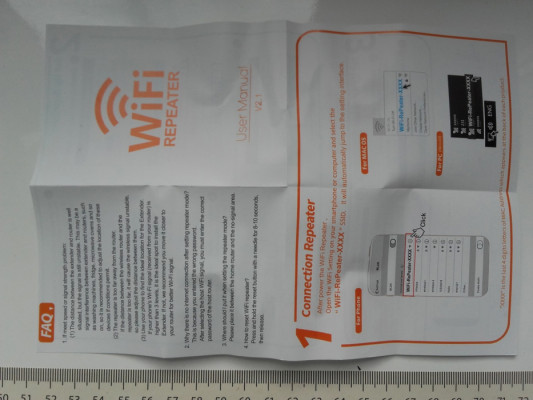 Bezprzewodowy wzmacniacz sygnału WIFI, 230V, RJ45, WPS, 2,4GHz, 300mbs