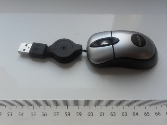 Mini myszka USB amxahr, sensor optyczny, podświetlenie rolki niebieski