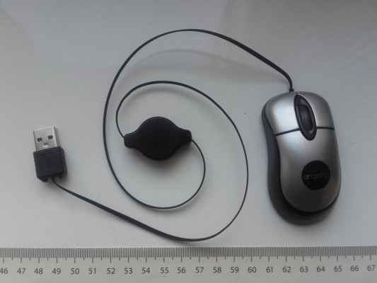Mini myszka USB amxahr, sensor optyczny, podświetlenie rolki niebieski
