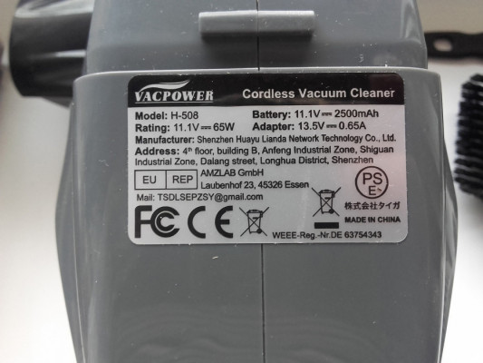 Odkurzacz ręczny akumulatorowy VacPower H-508 65W do wymiany akumulato