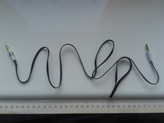 Kabel audio 1m AUX miniJack 3,5mm płaski, stereo 100cm QR raltek
