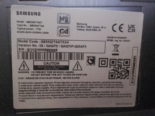 TV Samsung 55cali, QE55Q77AATXXH, Smart TV QLED, UHD, włączy się czase