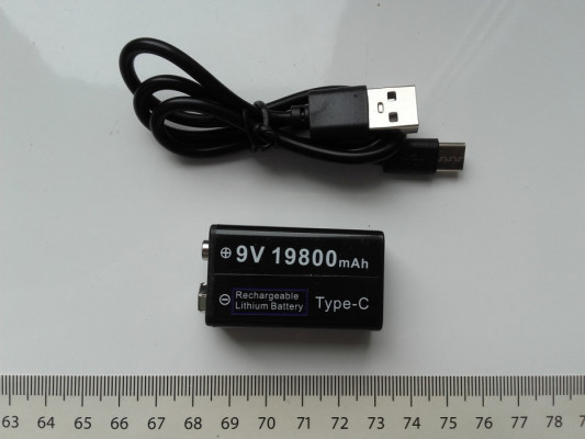 Akumulator 6F22, 9V z ładowaniem USB-C, LED, Li-ion, 198mAh 1980mah 19