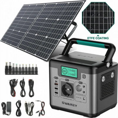 Przenośna elektrownia 518Wh/144000mA z panelami słonecznymi 100W