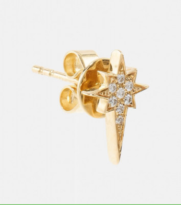 North Star Mały pojedynczy kolczyk z 14-karatowego złota z diamentami