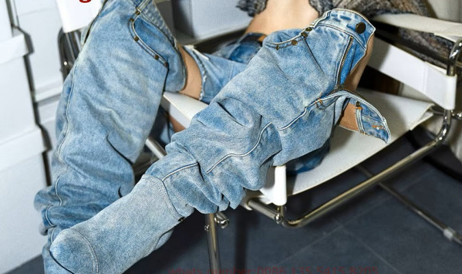 Kozaki jeans cholewka w kształcie spodni