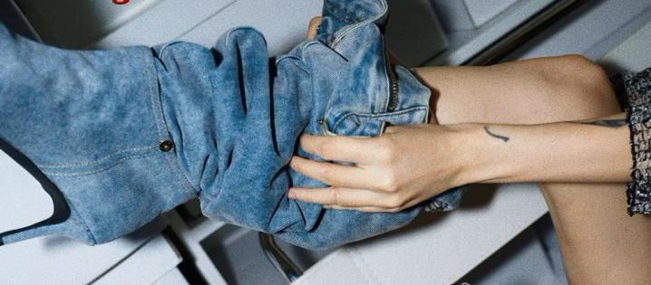 Kozaki jeans cholewka w kształcie spodni