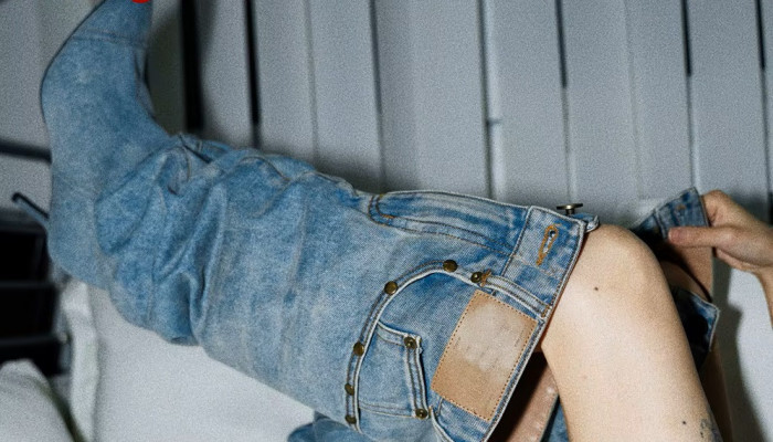 Kozaki jeans cholewka w kształcie spodni