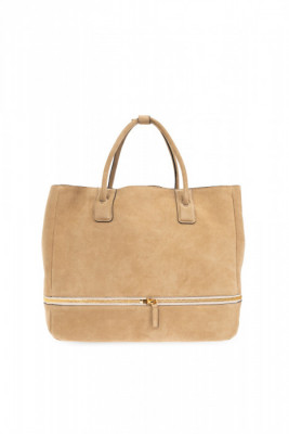 Beżowa skórzana torba typu shopper