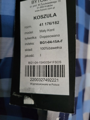 Koszula Bytom rozmiar 41 176/182 NOWA 100% bawełna