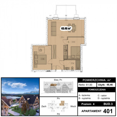 Panoramiczny widok - apartament 48,46m2 !