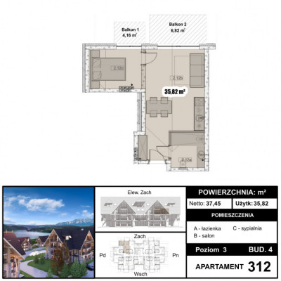 Inwestycja - 35,82 m2 w stanie deweloperskim