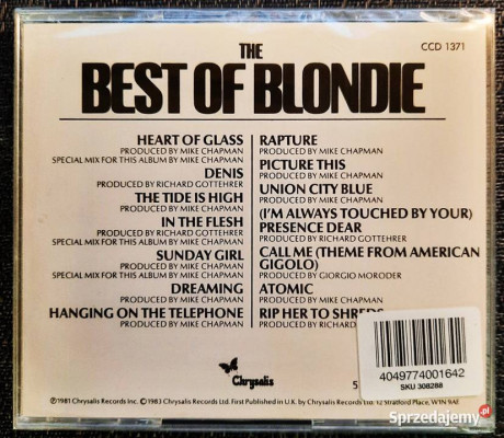 Polecam Album CD Zespołu BLONDIE -The Best of Blondie