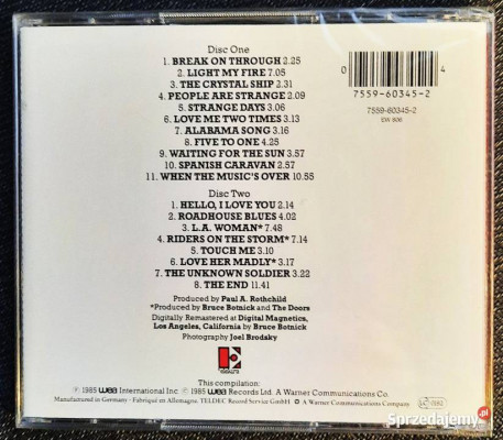 Polecam Podwójny Album 2CD THE DOORS -Album The Best Of The Doors