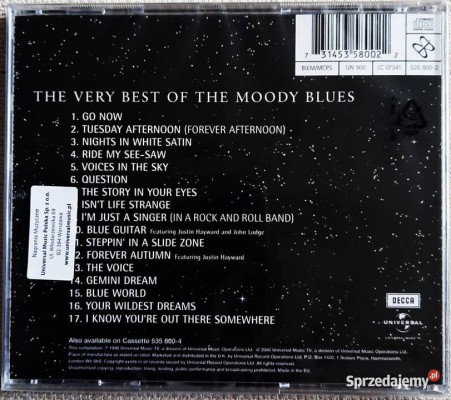 Polecam Znakomity Album CD The MOODY BLUES -Album The Very Best CD