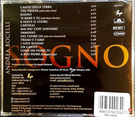 Polecam Album CD Andrea Bocelli Sogno CD