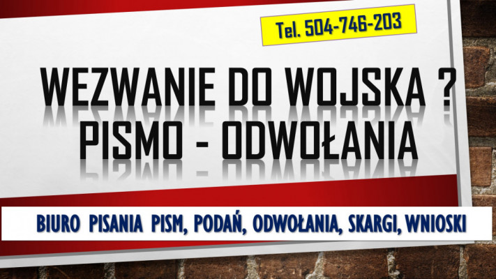 Wzór pisma, Wezwanie na ćwiczenia wojskowe, tel. 504-746-203,