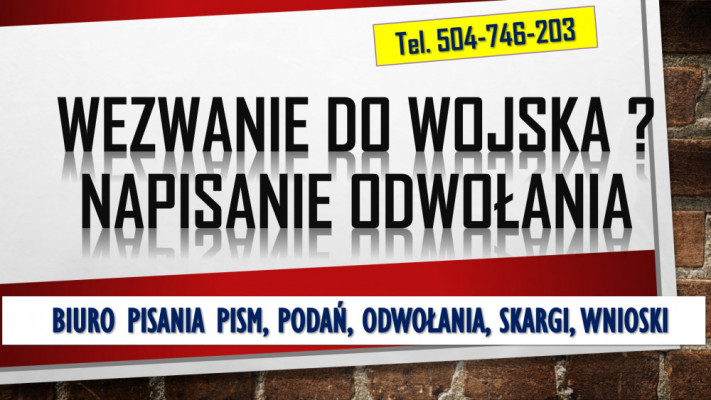 Wzór pisma, Wezwanie na ćwiczenia wojskowe, tel. 504-746-203,