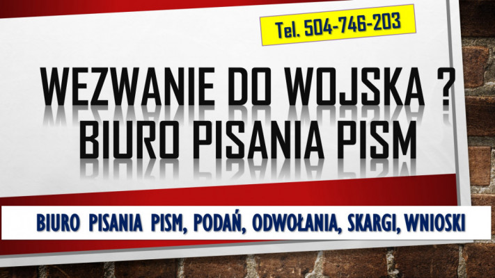 Wzór pisma, Wezwanie na ćwiczenia wojskowe, tel. 504-746-203,