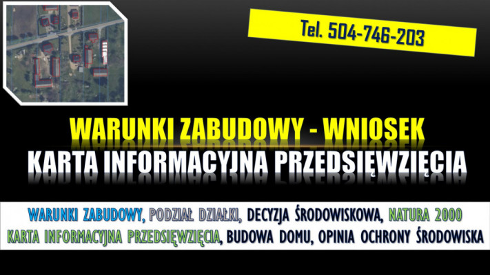 Podział działki,  decyzja środowiskowa, cennik, karty informacyjnej