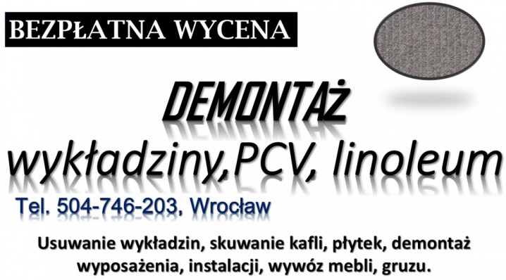Usunięcie płytek pcv i wykładziny, Wrocław, tel. 504-746-203 z podłogi