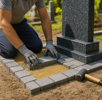 Usługi położenia kostki na cmentarzu, tel. 504-746-203, opaski na grób