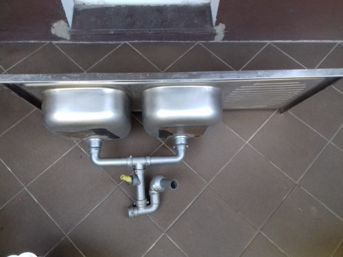 Zlew kuchenny zlewozmywak dwukomorowy z ociekaczem, używany 120cmx60cm
