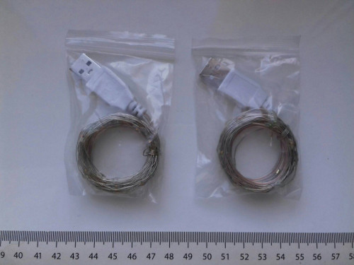 Dekoracyjne malutkie lampki USB, różne kolory, 5m na elastycznym druci