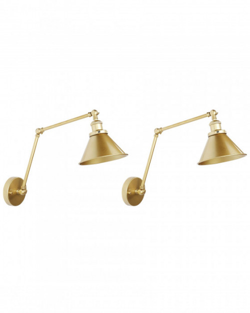Zestaw 2 lamp ściennych Regulowana Metal Złoty