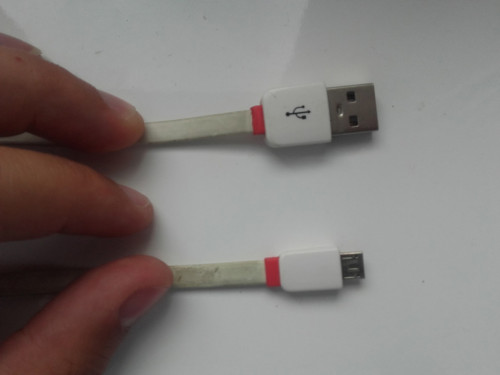 Kabel USB microUSB AWEI, 30cm, płaski, biało-czerwony, używany