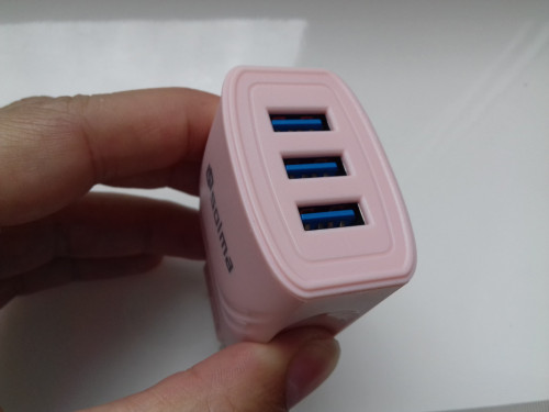 Ładowarka 3xUSB, 230V, różowa, NOWA, 5V 1A, 5Wat, SOLMA SL-67, 3058632