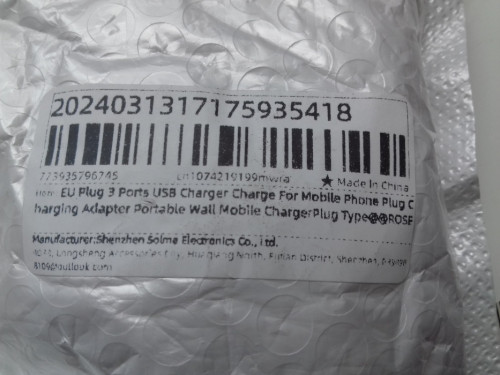 Ładowarka 3xUSB, 230V, różowa, NOWA, 5V 1A, 5Wat, SOLMA SL-67, 3058632