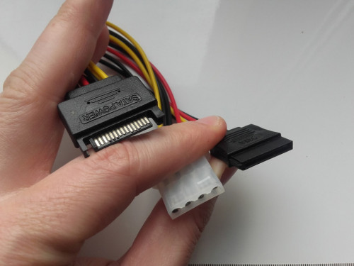 Rozdzielacz zasilania z SATA na MOLEX+SATA 19cm, nowy kabel SATA do MO