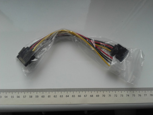 Rozdzielacz zasilania z SATA na MOLEX+SATA 19cm, nowy kabel SATA do MO