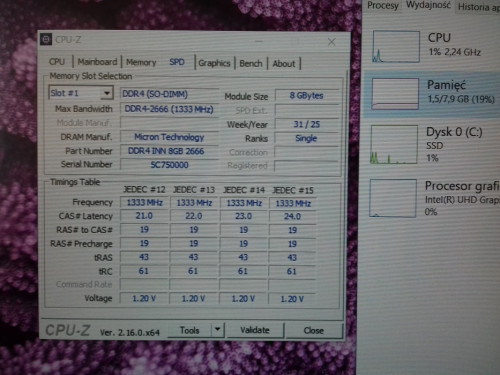 Sh. DDR4 8GB, PC4 2666, RAM laptopowy, SO-DIMM Intel, Micron, przetest