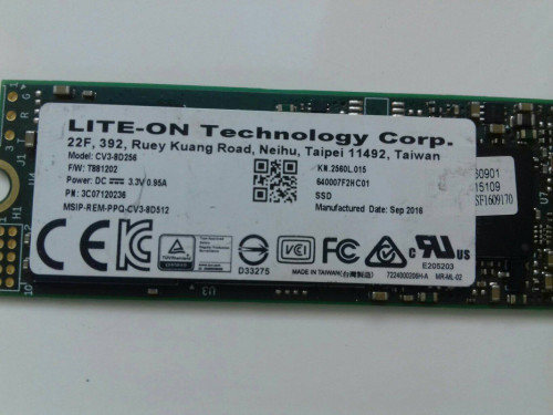 Nie można utworzyć partycji Dysk SSD LITE-ON, 256GB, M.2 SATA, CV3-8D2