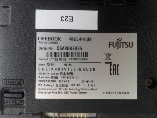 Laptop Fujitsu Lifebook E449, Core i3 8130U, 16GB, 256GB, FullHD, USB-