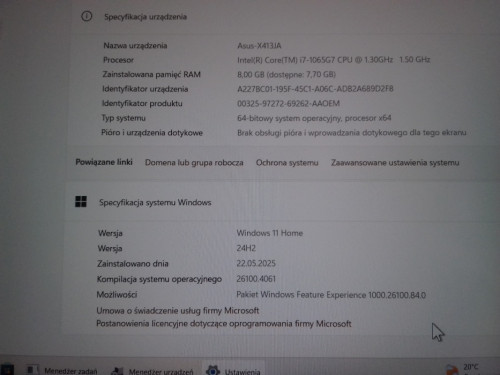 Laptop Asus X413JA, Core i7 10TH 1065G7, DDR4 8GB, SSD 238GB, Intel Ir