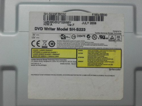 DVD Nagrywarka SATA Writer SH-S223 Sprawna, czarny kolor, Q2536GBQ7028
