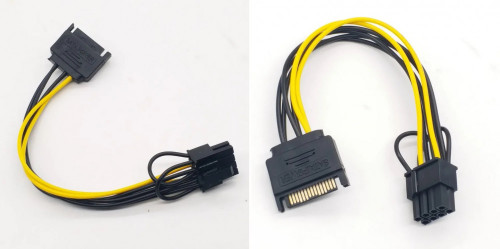 Zasilanie z SATA do GPU 6+2pin = 8pin dla karty graficznej, kabel 19cm