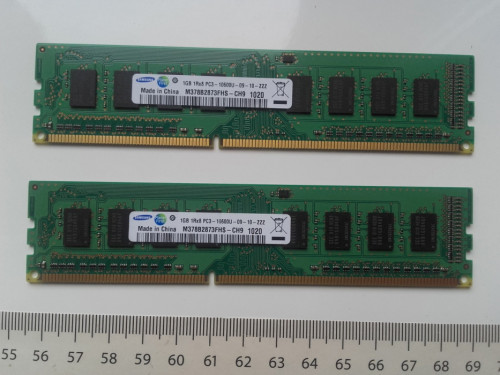 Samsung DDR3 2x1GB = 2GB PC3 1333Mhz, 10600U-09-10-zzz, M378B2873FHS-C