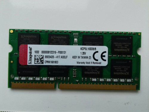 Kingston DDR3 8GB, PC3L-12800, SODIMM, 1,35V, 1600MHz, laptopowy, KCP3