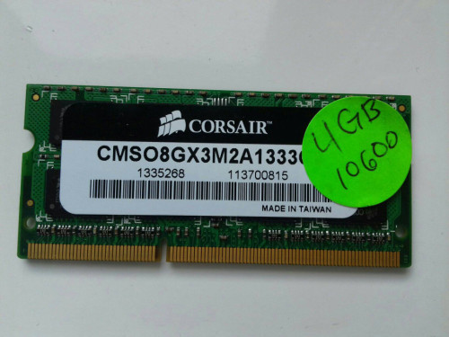 Corsair DDR3 4GB, PC3-10600, SODIMM, 1,5V, 1333MHz, laptopowy, CMSO8GX