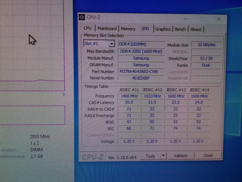 Samsung DDR4, 32GB, PC4 3200MHz, 2933Mbps, 1,2V, M378A4G43AB2-CWE