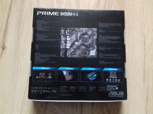 Pudełko od płyty głównej ATX Asus Prime B450M-KII, DVD, papiery, SCM0K