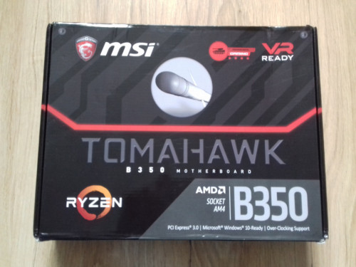 Pudełko od płyty głównej ATX MSI Tomahawk B350, CD, papiery, OCZ, 601-