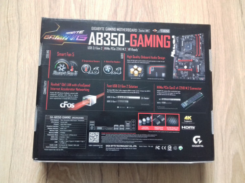Pudełko od płyty głównej ATX Gigabyte AB350 Gaming, GA-AB350-GAMING, S