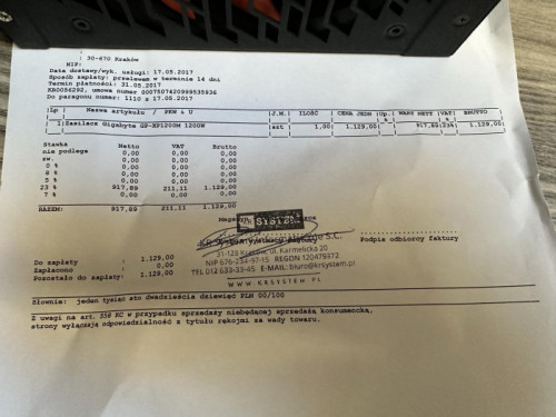 Zasilacz 1200w Gigabyte XP1200M