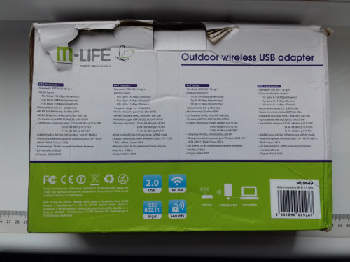 Karta sieciowa WiFi USB antena aktywna zewnętrzna wewnętrzna na kablu
